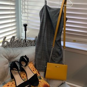 Elegant white black and grey plaid dress✨